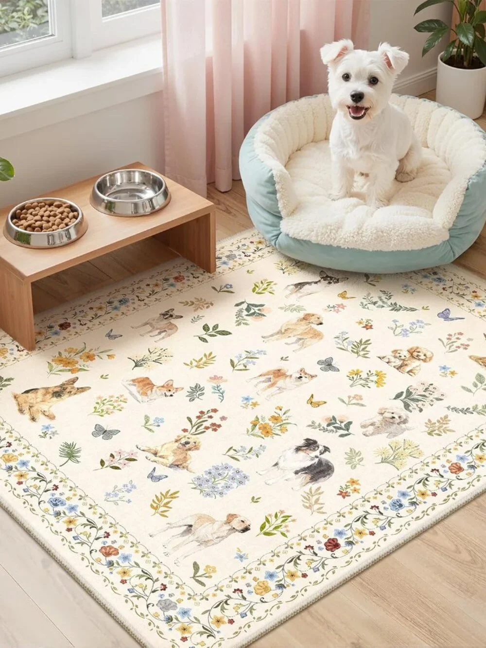 2x3 Dog Rugs for Entryway, Machine Washable Door Mat Animal Floral Small Area Ru - Picture 2 of 9